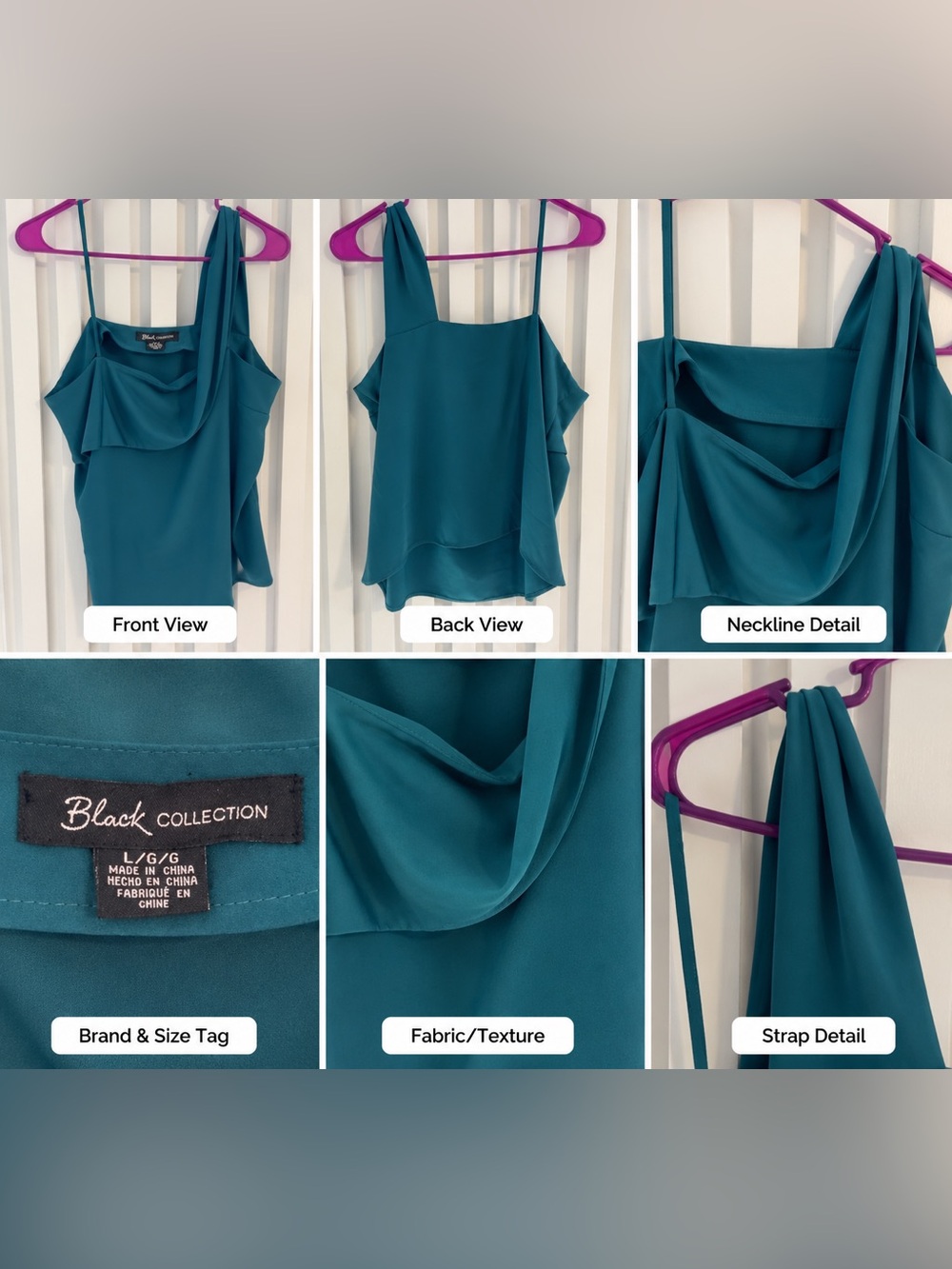 Collection B Teal Asymmetrical Draped Camisole